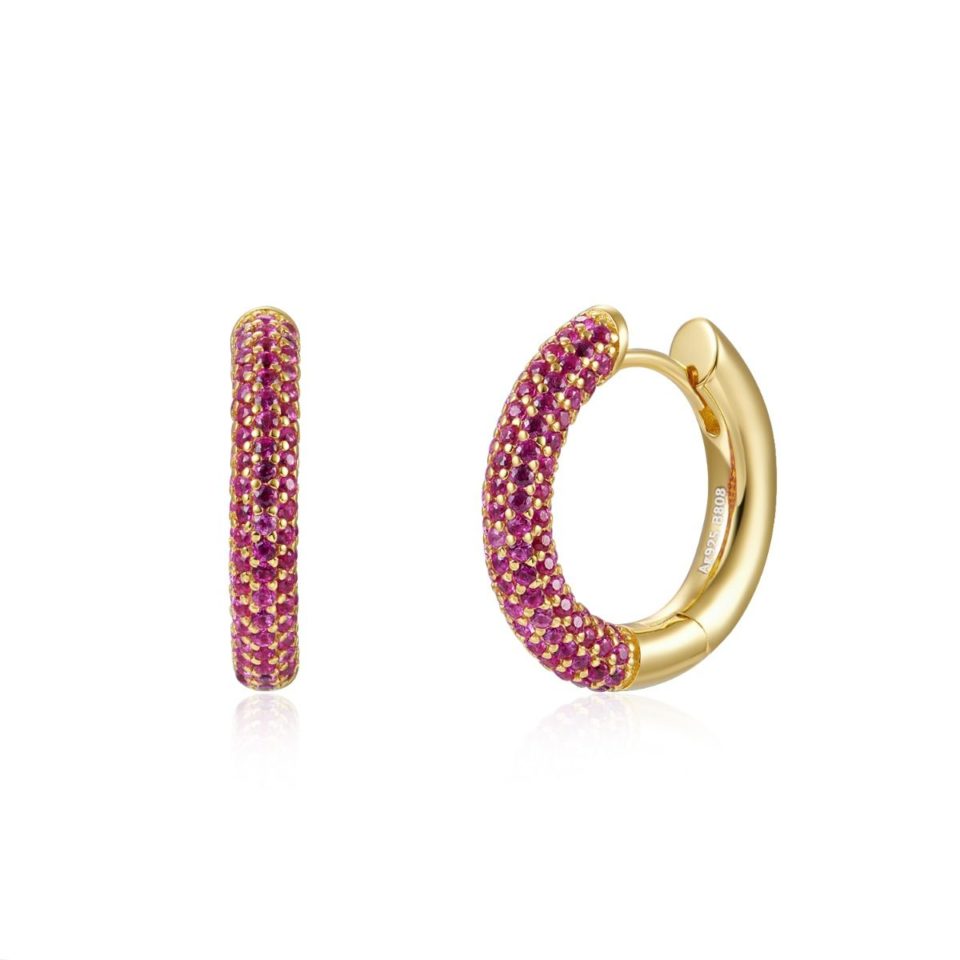 Pendientes en plata de ley Marbella Fucsia Gold Joyería acebo