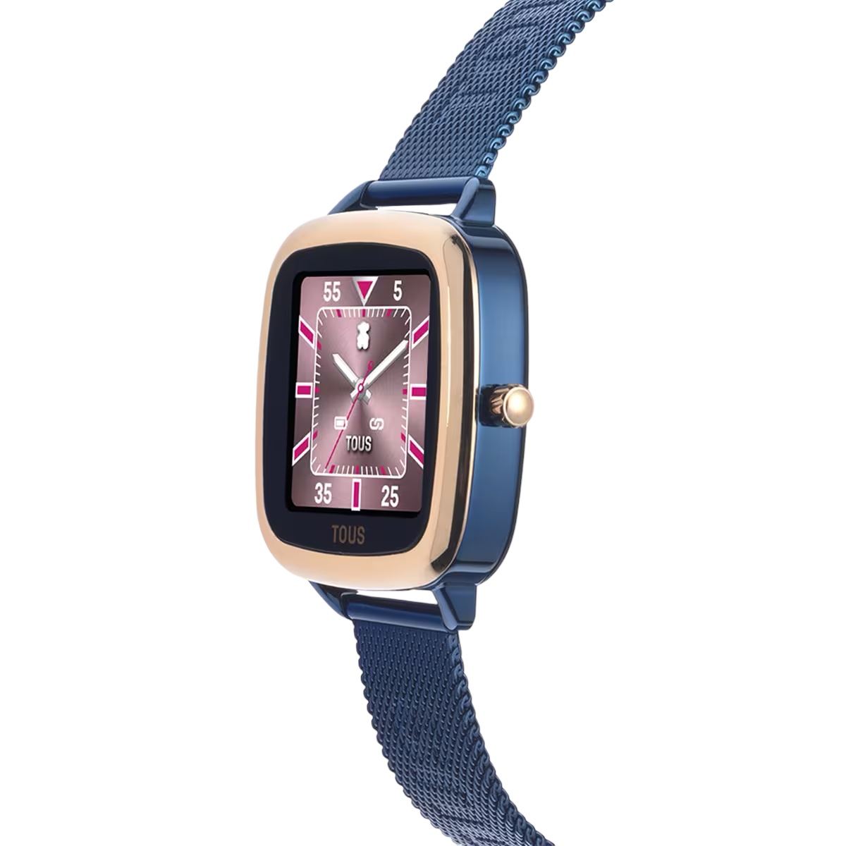 Reloj smartwatch Rond Connect de acero IP rosado con correa mesh